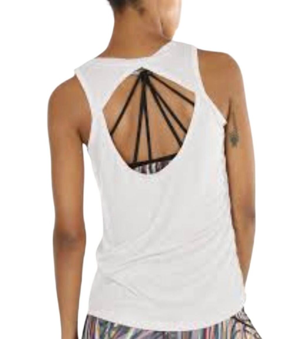 icyzone Open Back Yoga Tank Top White Size S New NWT